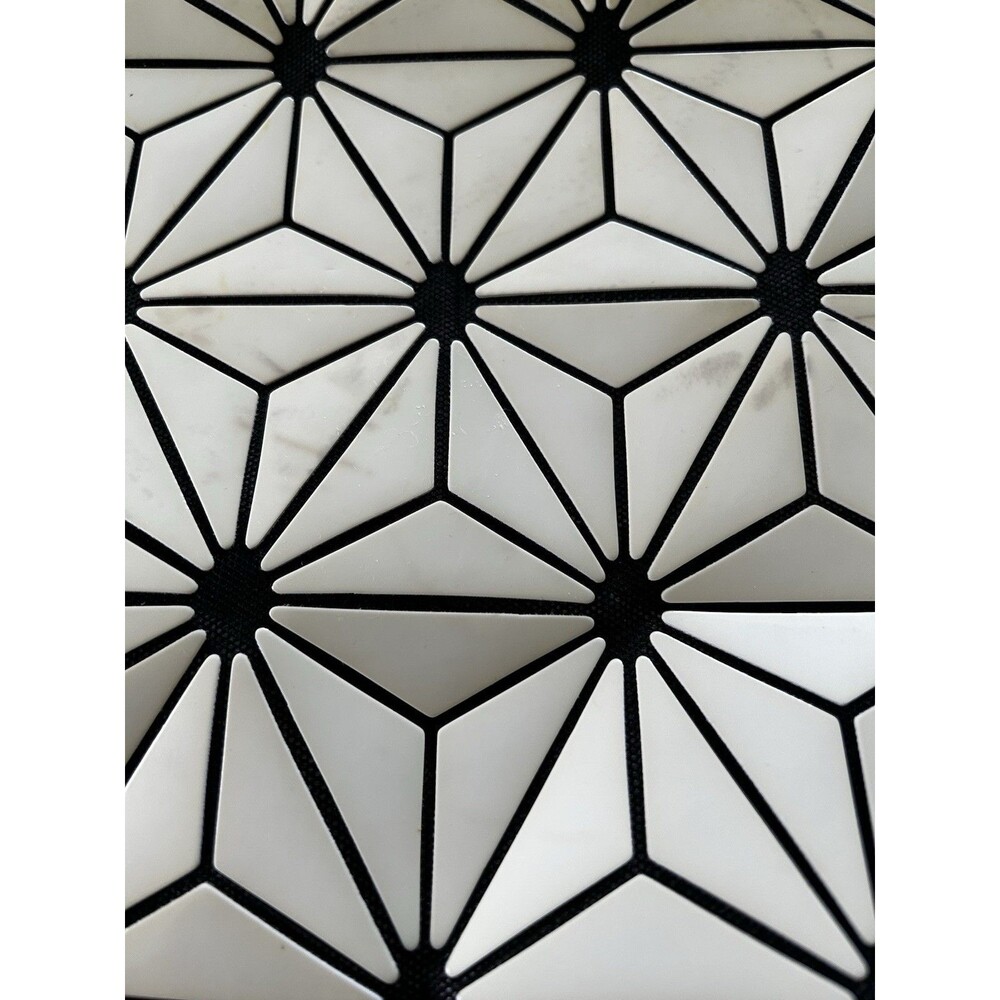 Isabelle Ivory Geometric Tile Handbag Handle Tote Multi Pocket Top Zip New - Picture 11 of 12